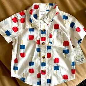 Red white and blue popsicles shirt sleeve button up